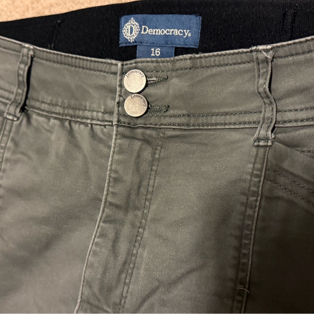 Democracy Olive Green Trousers - Picture 3 of 4